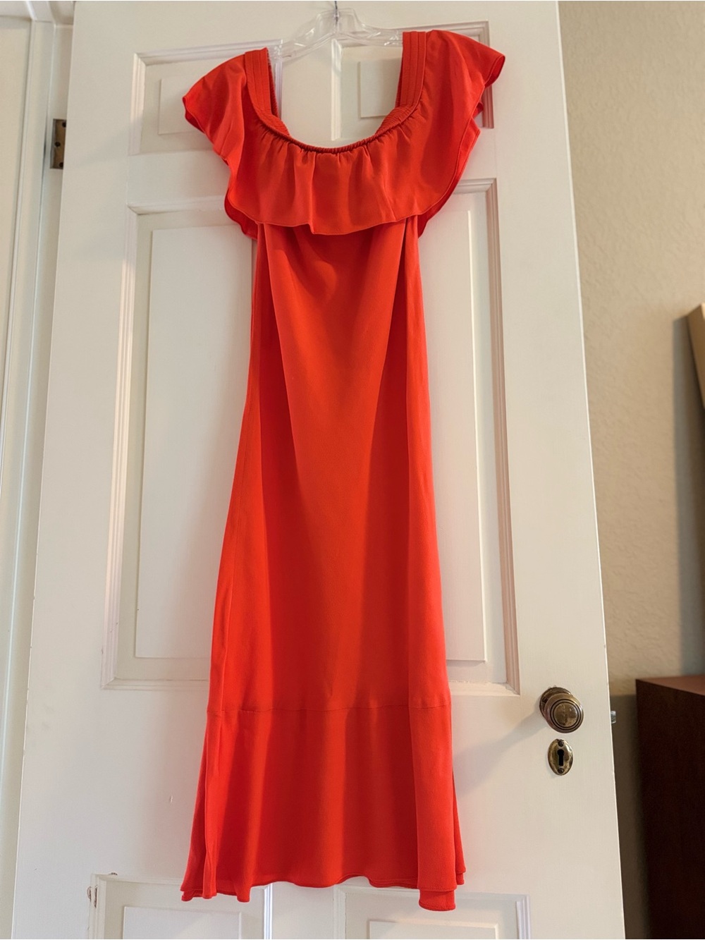 Veronica Beard Oleta Midi Dress in Bright Red Orange